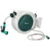 Outsunny Retractable Hose Reel Wall Mounted, 30+2m Garden Hose Pipe Reel with Lock, Auto Rewind, 7 in 1 Spray Nozzle, Includes Wall Fixings, 180?? Swivel, Outdoor Watering, Grey