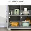 HOMCOM Modern Sideboard with Rubberwood Top, Buffet Cabinet with Storage Cabinets, Drawers and Adjustable Shelves for Dining Room, Kitchen, Grey