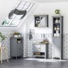kleankin Bathroom Floor Cabinet, Free Standing Cupboard with Double Doors and Adjustable Shelf for Kitchen, Hallway, Living Room, Grey