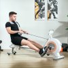 SPORTNOW Rowing Machine, 16-Level Magnetic Rower Machine with LCD Monitor and Phone Holder, Vertical Storage, for Home Gym Cardio Training, White
