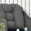 Outsunny 4 Pieces Rattan Garden Furniture Set, Round Wicker Garden Sofa Set with Loveseat, Armchairs and Glass Top Table, Outdoor Conservatory Furniture with Cushions for Patio, Balcony, Light Grey