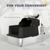 PawHut XL Stainless Steel Litter Box with Lid, Extra Large Enclosed Litter Tray with Scoop & 180 Flip Front Cover, Anti-Leakage, Non-Sticky, Non-Odour, Easy Cleaning, for Big Cats, Panda Style