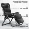 Outsunny Zero Gravity Chairs Set of 2, Folding Reclining Garden Chair, Outdoor Sun Lounger with Cushion, Garden Recliner Chairs with Headrest and Cup Phone Holder Tray for Beach, Black