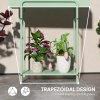 Outsunny 2 Tier Plant Stand, Metal Plant Rack Shelf with Drain Holes, Floor-standing Flower Pot Stand for Indoor Outdoor Garden Patio Balcony Living Room, Green
