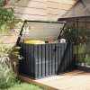 Outsunny 400L Garden Storage Box Waterproof Metal Outdoor Storage Box with Lockable Lid, Storage Container Furniture Deck Box, 124 x 66 x 72 cm, Dark Grey