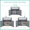 PawHut Wooden Cat Litter Box Enclosure Furniture with Adjustable Interior Wall & Large Tabletop for Nightstand, Grey