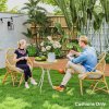 Outsunny Outdoor Seat Cushions Set of 2 with UV Protected Cover, Thick Round Chair Cushions for Patio Furniture, Tufted Design Chair Pads, 60 x 60 cm, Beige