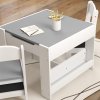 HOMCOM 3 Piece Kids Table and Chair Set, 3 in 1 Design Kids Desk and Chair Set with Blackboard, Storage, Bookshelves, for Nursery, Playroom, Classroom - Grey