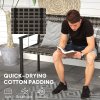 Outsunny 2 Seater Rattan Garden Bench, Outdoor Bench with Quick-Drying Cotton Padding, Wicker Garden Loveseat with Armrests, Steel Frame for Patio, Park, Mixed Grey