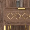 HOMCOM Bedside Table with Drawer, Wooden Nightstand, Modern Sofa Side Table with Gold Tone Metal Legs and Handles for Living Room, Bedroom, Easy Assembly, 40x41x 49cm, Brown