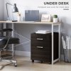 Vinsetto 2-Drawer Locking Office Filing Cabinet w/ 5 Wheels Rolling Storage Hanging A4 Cupboard Home Organisation Black Wood Grain
