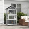PawHut Wooden Bird Cage Budgie cage, Bird Aviary Outdoor Birdhouse for Finches, Parakeets - Grey