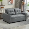 HOMCOM 2 Seater Sofa Bed, Convertible Pull Out Sofa Bed with Adjustable Backrest, Cup Holders and Pillows, Click Clack Settee for Living Room, Bedroom, Guest Room