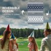 Outsunny Reversible Outdoor Rug with Carry Bag, Waterproof Plastic Straw Mat for Garden, Deck, RV, Picnic, Beach, Camping, 182 x 274cm, Dark Blue and White