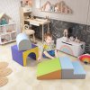 HOMCOM Baby Soft Play Set, 4 Piece Soft Play Equipment for Toddlers 12-36 Months, Climb and Crawl Foam Play, Kids Activity Play Toy, Blue