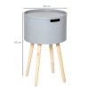 HOMCOM Modern Side Table with Hidden Storage Space, Round Night Stand with Removable Tray Wood Frame End Coffee Table for Living Room
