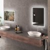 HOMCOM Bathroom Mirror with LED Lights, Illuminated Makeup Mirror with 3 Colours, Defogging Film and Memory Function, Hardwired, Horizontal or Vertical