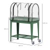 Outsunny Raised Garden Bed with Greenhouse Cover, Mobile Elevated Planter Box with Wheels and Bottom Shelf for Vegetables, Flowers, Herbs, 80 x 40 x 120cm, Green
