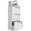 HOMCOM 3-Drawer Filing Cabinet, Lockable File Cabinet for A4, Letter, Office Storage Drawers with Lock for Home Office, 40 x 40 x 101 cm, White