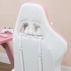 Vinsetto Computer Gaming Chair, PU Leather Office Desk Chair with Footrest, Swivel Wheels, 135?? Reclining Back, Lumbar Support, Headrest for Home, White and Pink