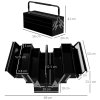 DURHAND Metal Tool Box 3 Tier 5 Tray Professional Portable Storage Cabinet Workshop Cantilever Toolbox with Carry Handle, 56cmx20cmx34cm, Black