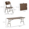 Outsunny 6 Seater Garden Dining Set, Rattan-Style HDPE Garden Furniture Set, Outdoor Dining Table and Chairs with 6 Armchairs and Rectangular Plastic Top Table for Patio, Balcony, Dark Brown