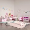 ZONEKIZ Kids Dressing Table with Mirror and Stool, Vanity Set w/ Love Heart and Bow Design, Girl Makeup Desk w/ Drawer, for Ages 3-6 Years - Pink