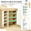 HOMCOM Shoe Cabinet with 4-tier Double Door Cupboard and 5-tier Open Shelves, 13 Pair Shoe Storage Organizer with Removable Shelves for Entryway, Hallway, Natural and White