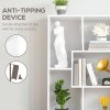 HOMCOM 8-Tier Freestanding Bookcase w/ Melamine Surface Anti-Tipping Foot Pads Home Display Storage Grid Stand Bedroom Living Room Furniture Modern Style 