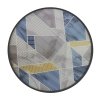 Outsunny 60 cm Garden Round Coffee Table,  Outdoor Side Table with Tempered Glass Printed Table Top and Foot Pads for Porch, Balcony, Multicolour