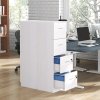 HOMCOM File Cabinet with 4 Drawers for Home Office, Vertical Filing Cabinet with Lock, Adjustable Hanging Bar for A4 and Letter Size, Ash Wood-Effect