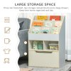 HOMCOM Kids Bookshelf with Storage Drawer, Children's Bookcase with Wheels, Toy Organiser for Bedroom, Playroom - Grey