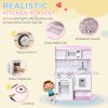 HOMCOM Children Wooden Play Kitchen w/ Lights Sounds, Kids Kitchen Playset w/ Water dispenser, Microwave, Utensils, Sink, Storage, for Ages 3-6 Years - Pink