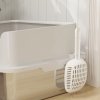 PawHut Stainless Steel Litter Box, High Sided Metal Cat Litter Tray with Detachable Rim, Scoop, Easy Cleaning, Odour-Resistant, 60 x 40 x 28 cm