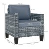 Outsunny Single Seater Rattan Garden Armchair, PE Wicker Rattan Chair with Armrests and Cushions, Garden Chair with Galvanised Steel Frame for Conservatory, Porch, Light Grey