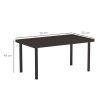 Outsunny Metal Garden Coffee Table, Rectangular Outdoor Side Table with Woodgrain Tabletop, Foot Pads for Outside, Garden, Balcony, Porch, 95 x 55 x 46cm, Brown