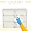 HOMCOM Kids Storage Units with 6 Drawers 3 Tier Chest Vertical Dresser Tower Toy Organiser for Nursery Playroom Kindergarten Cream
