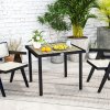 Outsunny Garden Table for 4 Person, Square 86 x 86 x 71cm Patio Outdoor Dining Table with 5.4cm Parasol Hole, Easy Clean Slatted Top, Metal Frame, for Balcony, Deck, Brown