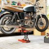HOMCOM 500 kg Motorcycle Scissor Lift Jack, Heavy Duty Steel Adjustable Motorbike Lifting Hoist Stand with Safety Pin, Foldable Lifter for Dirt Bike Repair Maintenance, 45x15 cm Large Platform, Orange