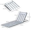 Outsunny Set of 2 Foldable Garden Beach Chair Mat Lightweight Outdoor Sun Lounger Seats Adjustable Back Metal Frame PE Fabric Head Pillow w/ Carry Bag, Light Grey