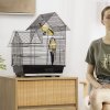 PawHut Metal Bird Cage for Finch, Canary w/ Food Containers, Swing Ring, Tray, Handle, 39 x 33 x 47cm