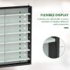 HOMCOM 7-Tier Wall Mounted Display Cabinet, Display Case with 6 Adjustable Shelves, Glass Doors for Home Office Ornaments 83x80cm, Black and White