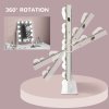 HOMCOM Hollywood Vanity Mirror with Lights, 37x46 cm Lighted Makeup Mirror with 3 Colour, 12 LED Bulbs, 10X Magnifying, USB Charging Port, Phone Holder, 360 Rotation, Touch Screen