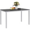 Outsunny Garden Dining Table for 4-6, 120 x 70 cm Outdoor Patio Table with Rust-Resistant Aluminium Frame, Easy Maintenance Slatted Top for Patio, Terrace, Balcony, Black