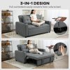HOMCOM 2 Seater Sofa Bed, Convertible Pull Out Sofa Bed with Adjustable Backrest, Cup Holders and Pillows, Click Clack Settee for Living Room, Bedroom, Guest Room