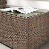 Outsunny Outdoor Coffee Table, PE Rattan Side Table with Tempered Glass Top, Wicker Rectangular Garden Coffee Table End Table with Steel Frame for Patio, Balcony, 90 x 50 x 38cm, Brown