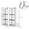 Outsunny 3 Tier Lean-to Mini Greenhouse with Reinforced PE Cover, Portable Small Greenhouse with Roll-Up Door, Green Hemmed Edging, 144 x 48 x 152cm, White