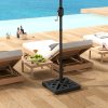 Outsunny Garden Parasol Base, 15kg HDPE Outdoor Umbrella Stand Parasol Stand with Cut-Out Design, Sun Umbrella Base for 32, 38, 48 mm Poles, Black
