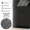 Outsunny 627 L Rattan Garden Storage Box, Outdoor Garden Cushion Storage Box with Gas Lift Lid and Wheels, Outdoor Rattan Chest Container for Cushions, Pillows and Tools, Black