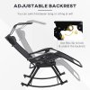 Outsunny Garden Rocking Chair Folding Recliner Outdoor Adjustable Sun Lounger Rocker Zero-Gravity Seat with Headrest Side Holder Patio Deck - Black